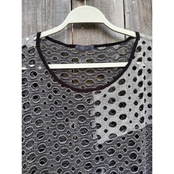 Yushi Tunic Top Long Sleeve Layered Look Unique Avant Garde Design - Picture 3 of 4